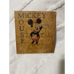Handmade Wood Burned Mickey Plaque